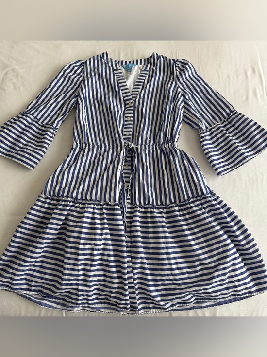 Draper James Dresses & Skirts - Draper James Navy and White Striped Tie-Front Tiered Dress